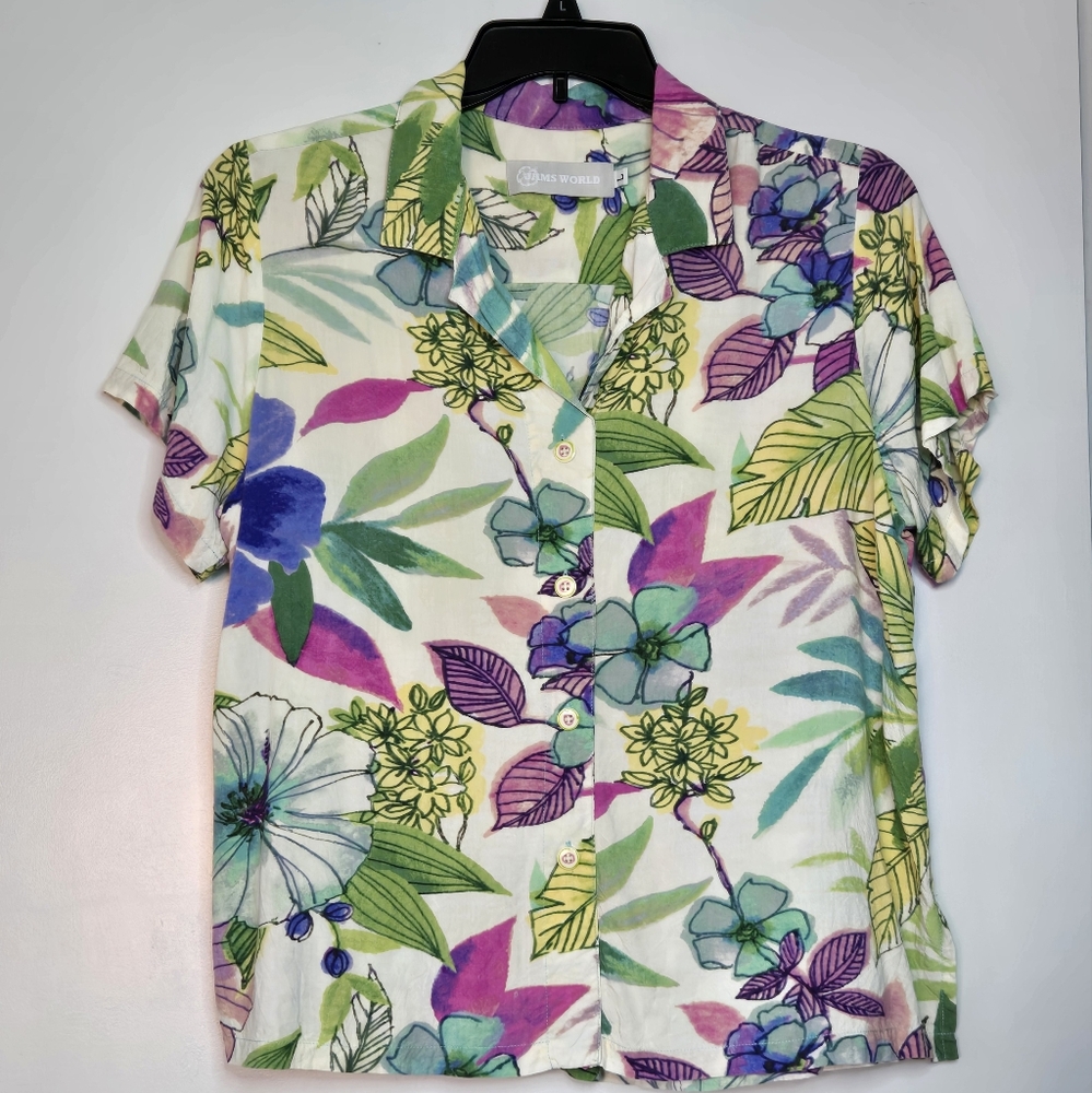 Vintage Jams World Sea Grove Button Down Blouse Size L